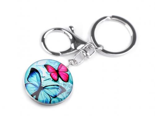 Přívěsek na klíče / kabelku motýl, znamení zvěrokruhu, barva 11 modrá azurová motýl