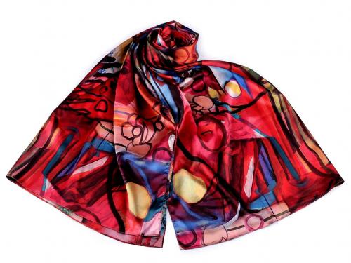 Saténový šátek / šála 70x165 cm, barva 10 červená