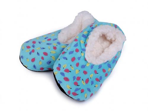 Dětská zimní domácí obuv s protiskluzem, barva 6 (vel. 26-28) modrá azurová