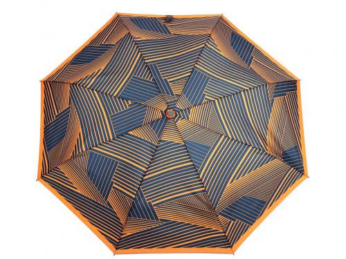 Dámský skládací vystřelovací deštník, barva 4 modrá tmavá oranžová