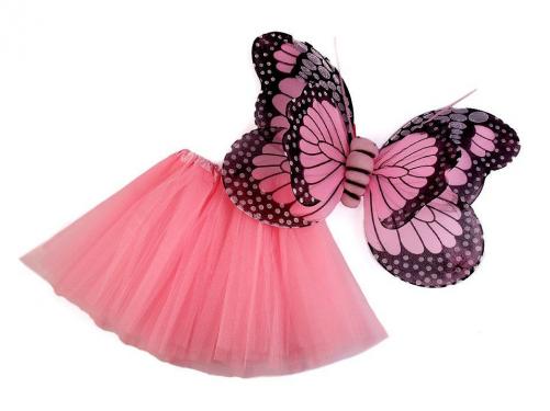 Karnevalový kostým - motýl, barva 1 růžová sv.