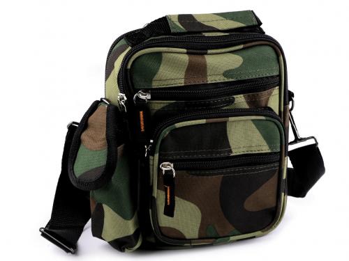 Pánská / chlapecká taška crossbody 16x21 cm, barva 2 zelená khaki stř. maskáčová