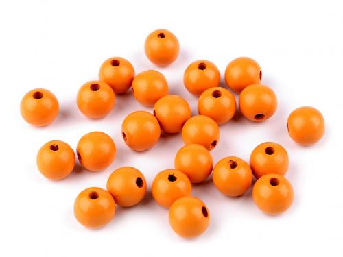 Dřevěné korálky Ø14 mm, barva 3 oranžová