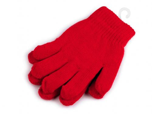 Dětské pletené rukavice zateplené, barva 6 červená