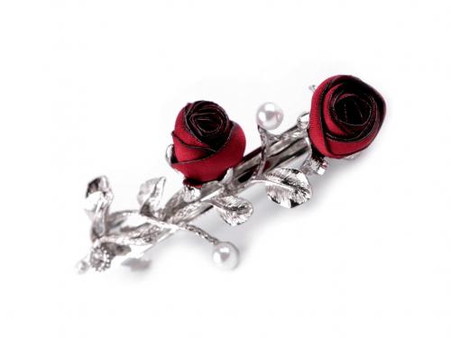 Francouzská spona do vlasů, barva 4 červená tmavá růže