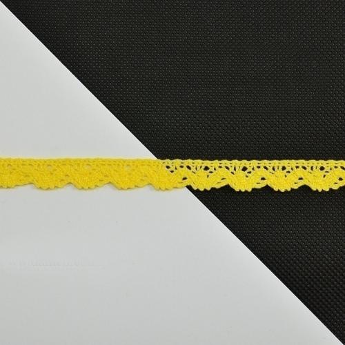 Bavlněná krajka šíře 12 mm paličkovaná, barva Žlutá