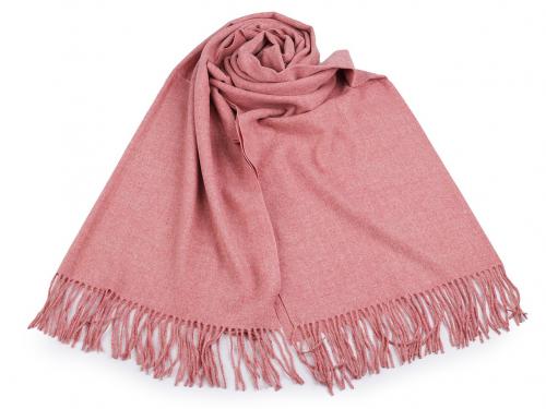 Šátek / šála typu kašmír s třásněmi 70x185 cm, barva 6 korálová světlá