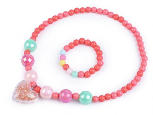 Dětská sada náhrdelník a náramek, barva 4 růžová korálová
