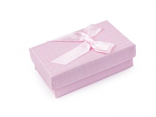 Krabička s mašličkou 5x8 cm, barva 15 růžová sv. puntíky