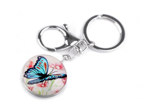 Přívěsek na klíče / kabelku motýl, znamení zvěrokruhu, barva 6 modrá motýl