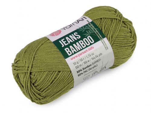 Pletací příze Jeans Bamboo 50 g, barva 10 (137) zelená sv.
