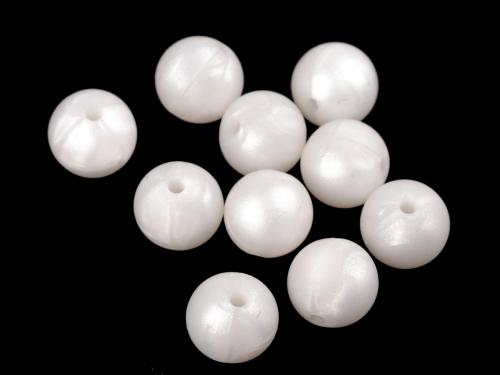 Silikonové korálky Ø12 mm, barva 1 (41) bílá mléčná perleťové