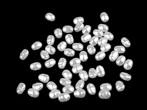 Plastové voskové korálky / perly Glance 5x7 mm, barva bílá