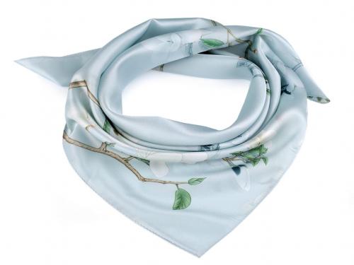 Saténový šátek 50x50 cm, barva 15 modrá holubí magnolie