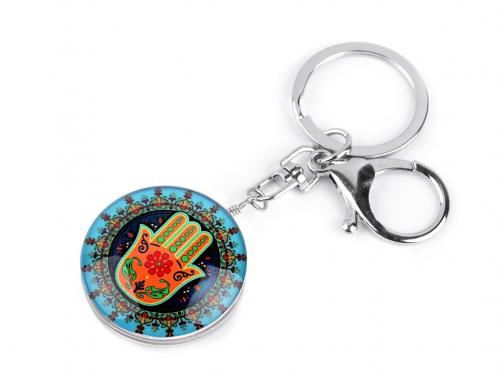 Přívěsek na klíče / kabelku, barva 22 modrá azurová ruka Fatimy