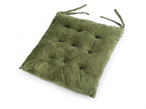 Sametový podsedák na židli 40x40 cm, barva 3 zelená sv.