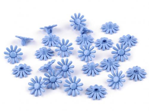 Plastové knoflíky / korálky květ Ø15 mm, barva 5 modrá světlá