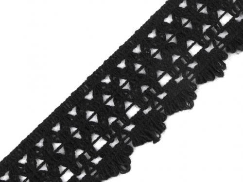 Oděvní prýmek s podílem vlny šíře 45 mm, barva 4 (23) černá