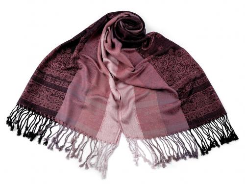 Šátek / šála typu pashmina s třásněmi 65x180 cm, barva 1 lila