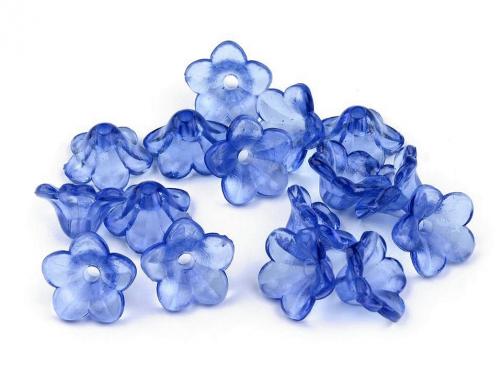 Plastové korálky zvoneček / sukýnka 12 mm, barva 25 modrá