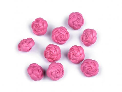 Plastové mini knoflíky / korálky růže Ø11 mm, barva 2 růžová střední