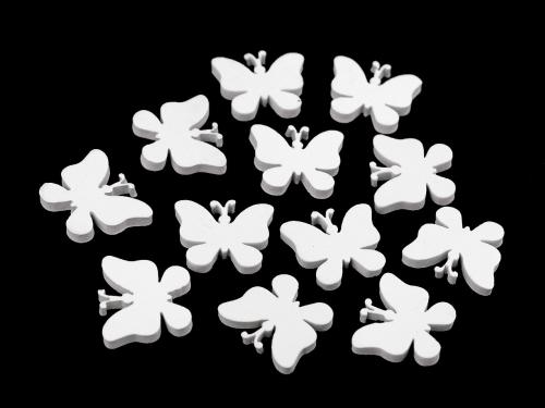 Samolepicí pěnová dekorace motýl, barva 1 bílá motýl