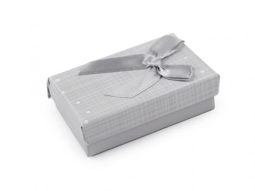 Krabička s mašličkou 5x8 cm, barva 18 šedá světlá puntíky