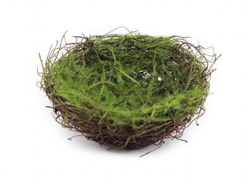 Proutěné hnízdo s mechem Ø16 cm, barva hnědá zelená