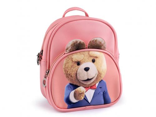 Dětský batoh 20x21 cm, barva 5 růžová sv. medvěd