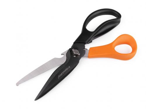 Víceúčelové nůžky Fiskars délka 23 cm, barva černá oranžová