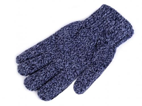 Pánské pletené rukavice žíhané zateplené, barva 2 modrá