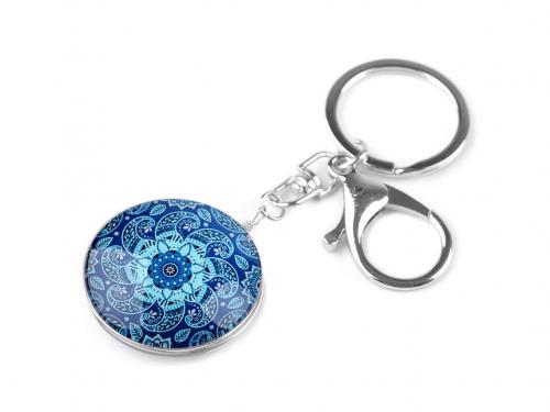 Přívěsek na klíče / kabelku strom života, mandala, barva 17 modrá mandala