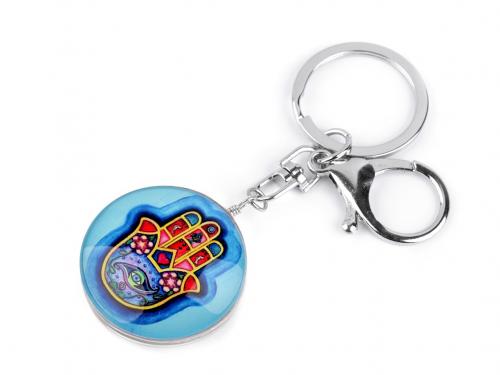 Přívěsek na klíče / kabelku, barva 30 modrá azurová ruka Fatimy