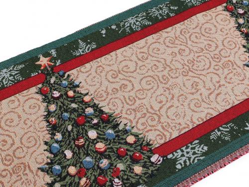Gobelín vánoční stromeček - metráž, barva béžová