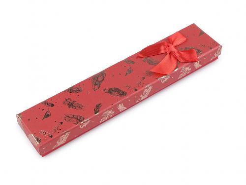 Krabička s mašličkou 4,5x21,5 cm, barva 18 červená pírko