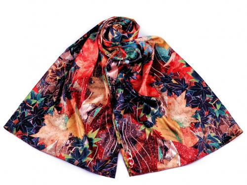 Saténový šátek / šála 70x165 cm, barva 15 multikolor