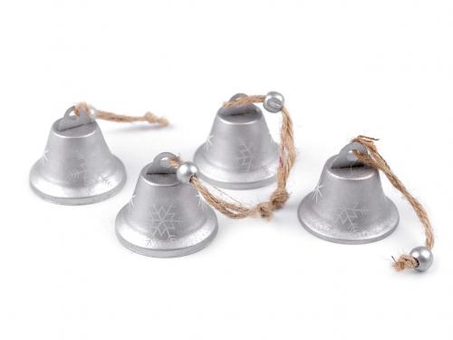 Kovový zvoneček Ø45 mm, barva 1 stříbrná
