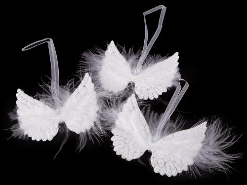 Dekorace andělská křídla malá, barva 1 bílá