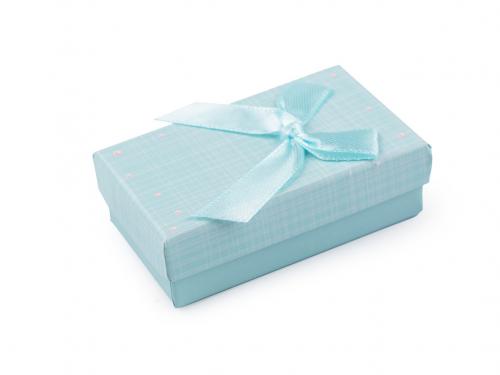 Krabička s mašličkou 5x8 cm, barva 17 modrá pomněnková puntíky