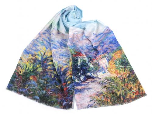 Bavlněný šátek / šála 70x170 cm, barva 2 modrá pomněnková