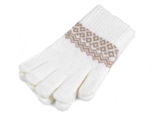 Dámské / dívčí pletené rukavice, barva 1 krémová světlá