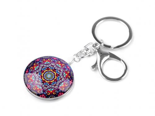 Přívěsek na klíče / kabelku strom života, mandala, barva 23 multikolor mandala