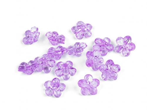 Plastové knoflíky / korálky květ Ø12 mm, barva 3 fialová lila