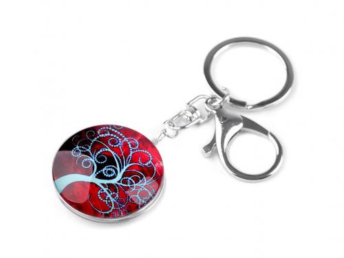 Přívěsek na klíče / kabelku strom života, mandala, barva 9 červená strom
