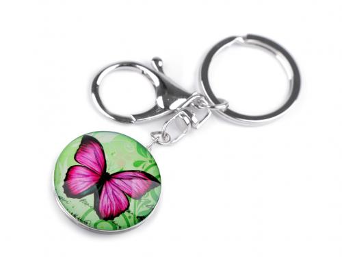 Přívěsek na klíče / kabelku motýl, znamení zvěrokruhu, barva 2 pink motýl