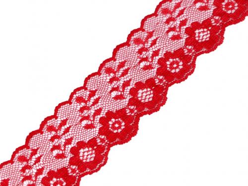 Silonová krajka šíře 40 mm, barva 3 červená