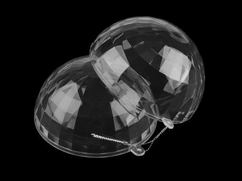 Plastová koule s ploškami Ø10 cm dvoudílná k zavěšení, barva transparent