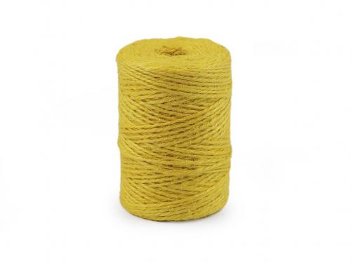 Jutový provázek Ø2 mm k pletení a háčkování i na balení, barva 3 žlutá