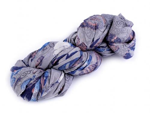 Letní šátek / šála motýl 80x165 cm, barva 7 šedá světlá modrá