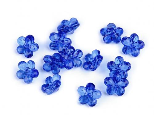 Plastové knoflíky / korálky květ Ø12 mm, barva 6 modrá královská
